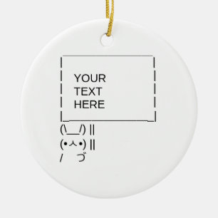 Bunny Protest Sign / Customizable ASCII Text Art Ceramic Tree Decoration