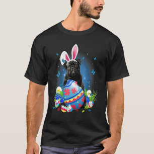 Bunny Pug With Egg Basket Easter Flower Hunting Eg T-Shirt