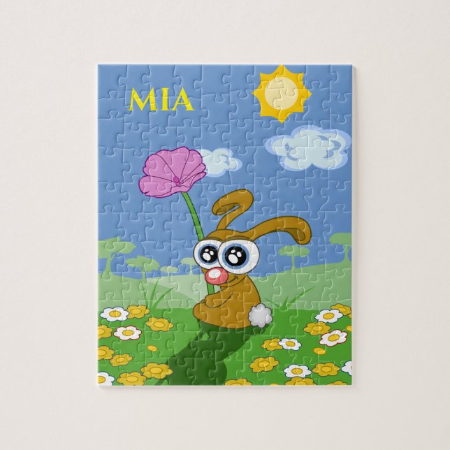 Bunny puzzle with personalised name. (Vertical)