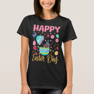 Bunny Quail Colorful Eggs Hunting Happy Easter Day T-Shirt