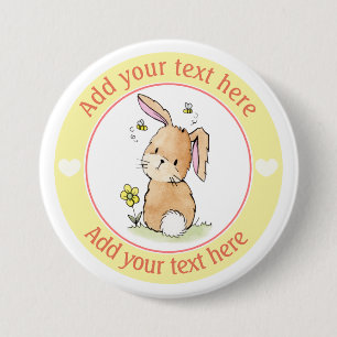Bunny Rabbit And Bees Personalized 7.5 Cm Round Badge