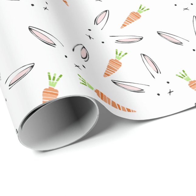 Bunny Rabbit and Carrot Pattern Wrapping Paper (Roll Corner)