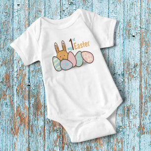Bunny Rabbit and Eggs My 1st Easter Personalised B Baby Bodysuit