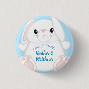 Bunny Rabbit Baby Shower Blue 3 Cm Round Badge