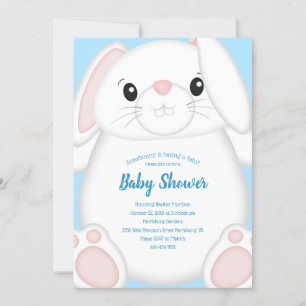 Bunny Rabbit Baby Shower Blue Invitation