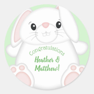 Bunny Rabbit Baby Shower Classic Round Sticker