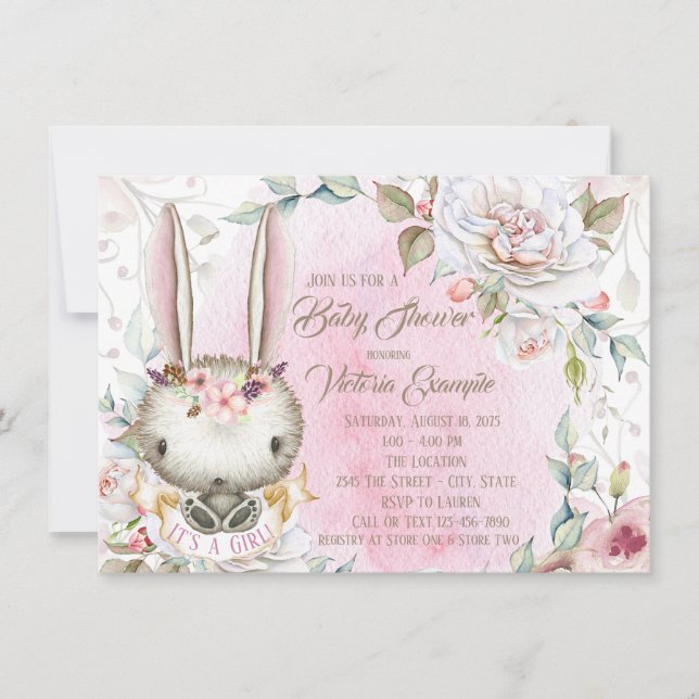 Bunny Rabbit Baby Shower Invitations (Front)