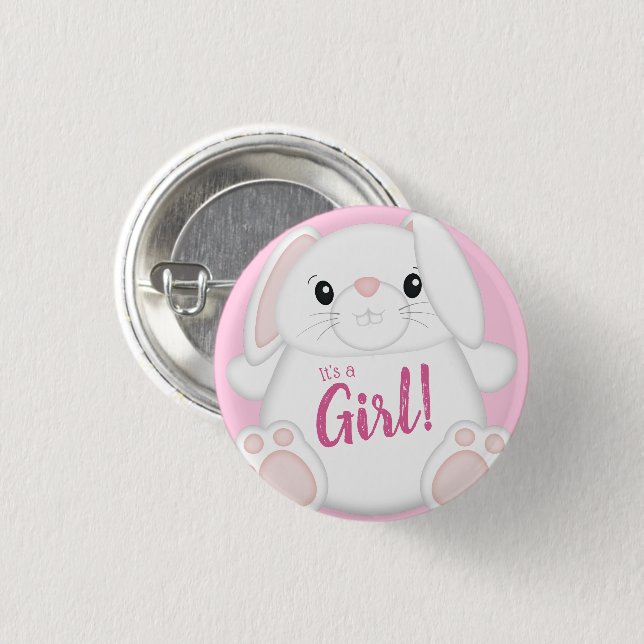 Bunny Rabbit Baby Shower Pink 3 Cm Round Badge (Front & Back)