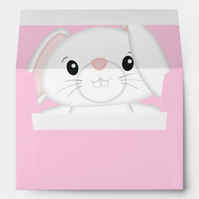 Bunny Rabbit Baby Shower Pink Envelope (Back (Bottom))