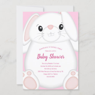 Bunny Rabbit Baby Shower Pink Invitation