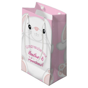 Bunny Rabbit Baby Shower Pink Small Gift Bag