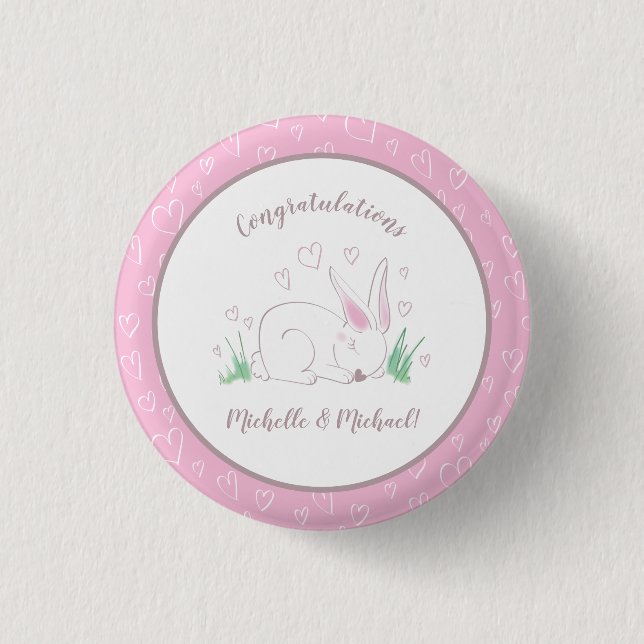 Bunny Rabbit Baby Shower Woodland Animals 3 Cm Round Badge (Front)