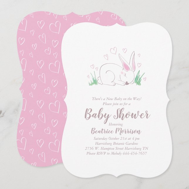Bunny Rabbit Baby Shower Woodland Animals Invitation (Front/Back)