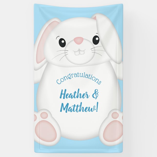 Bunny Rabbit Baby Shower Woodland Banner (Vertical)