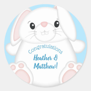 Bunny Rabbit Baby Shower Woodland Classic Round Sticker