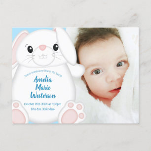 Bunny Rabbit Baby Shower Woodland Postcard