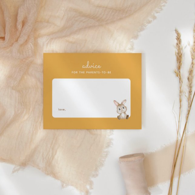 Bunny Rabbit Baby Shower Yellow Parenting Advice Card (Creator Uploaded)