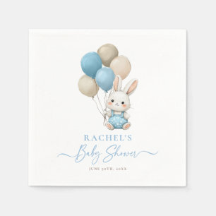 Bunny Rabbit Balloons Blue Baby Boy Shower Napkin