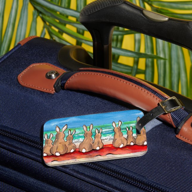 Bunny Rabbit Beach Luggage Tag Vacation Travel ID (Front Insitu 3)