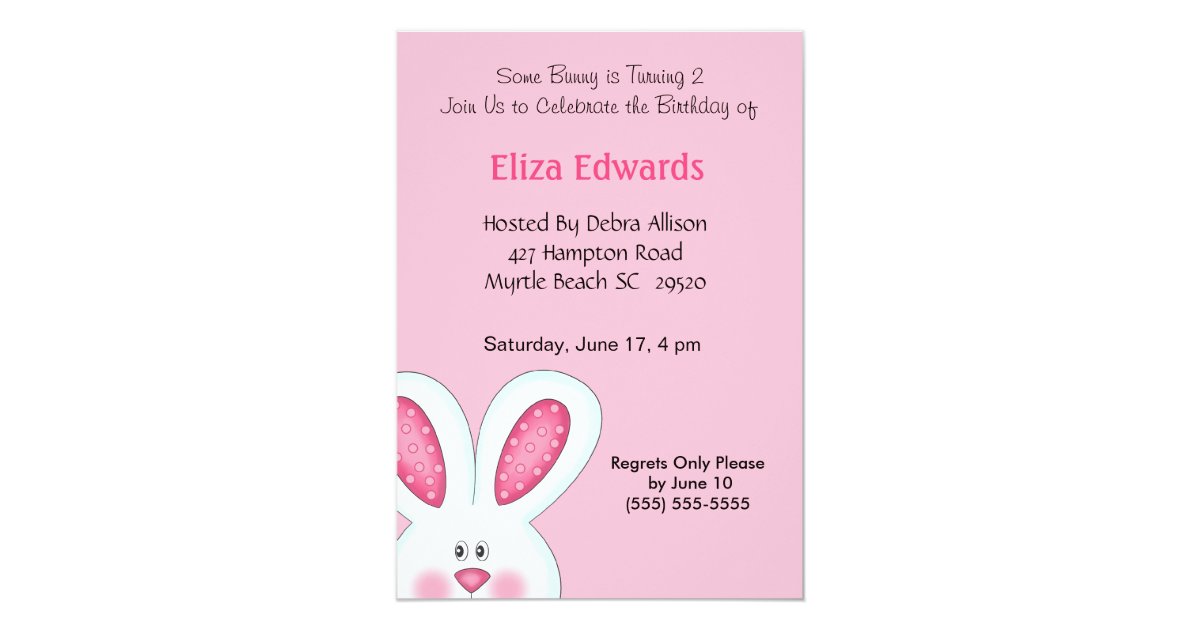 Bunny Rabbit Birthday Invitation Uk