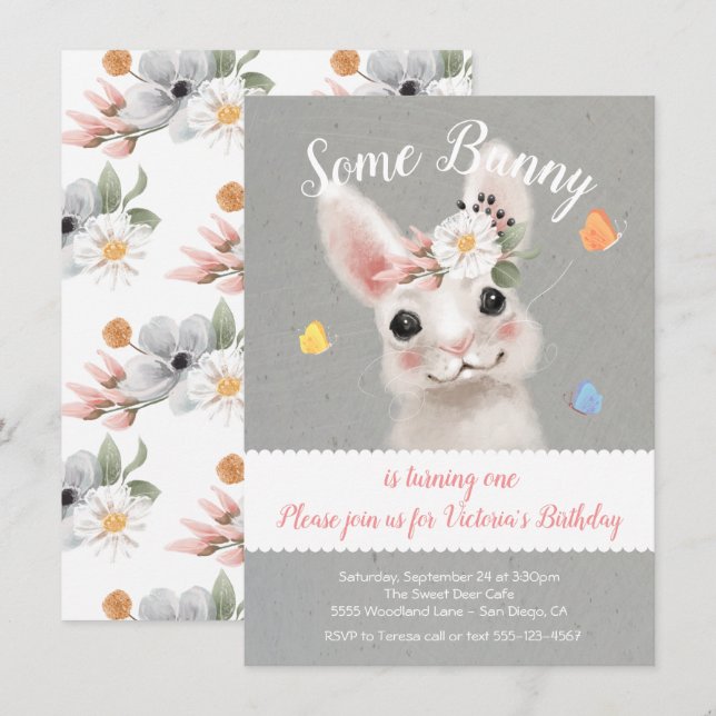 Bunny Rabbit Birthday Party Invitation (Front/Back)