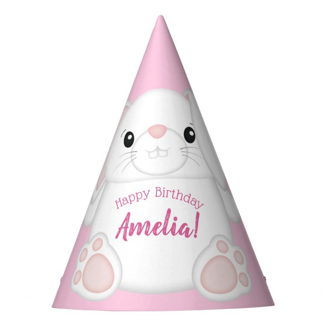 Bunny Rabbit Birthday Party Party Hat (Front)