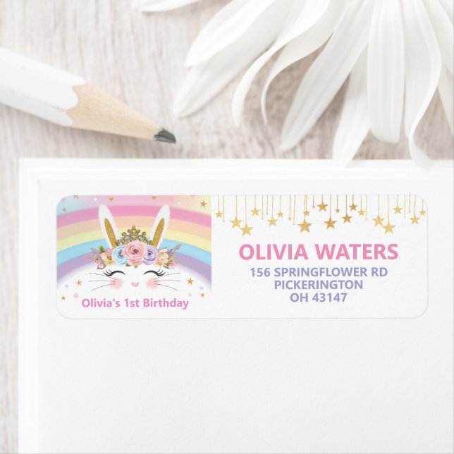 Bunny Rabbit Birthday Party Return Address (Insitu)