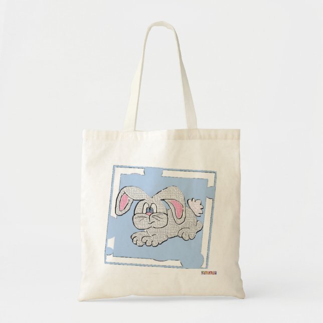 Bunny Rabbit Blue Background Tote Bag (Front)