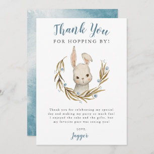 Bunny Rabbit Boy Birthday Party Thank You Card