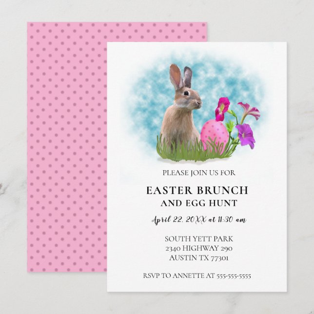 Bunny Rabbit Brunch Easter Invitation (Front/Back)