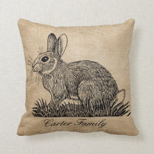 Bunny Rabbit Burlap Cushion