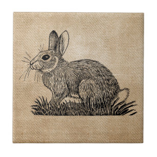 Bunny Rabbit Burlap Tile