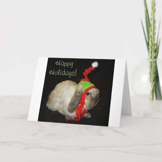 Bunny Rabbit Christmas Blank Note Holiday Card (Front)