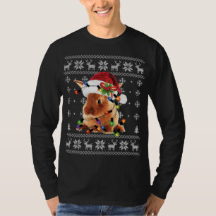 Bunny Rabbit Christmas Light Dog Santa Hat Ugly Sw T-Shirt