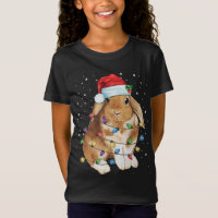Bunny Rabbit Christmas Lights Santa Hat Funny Xmas