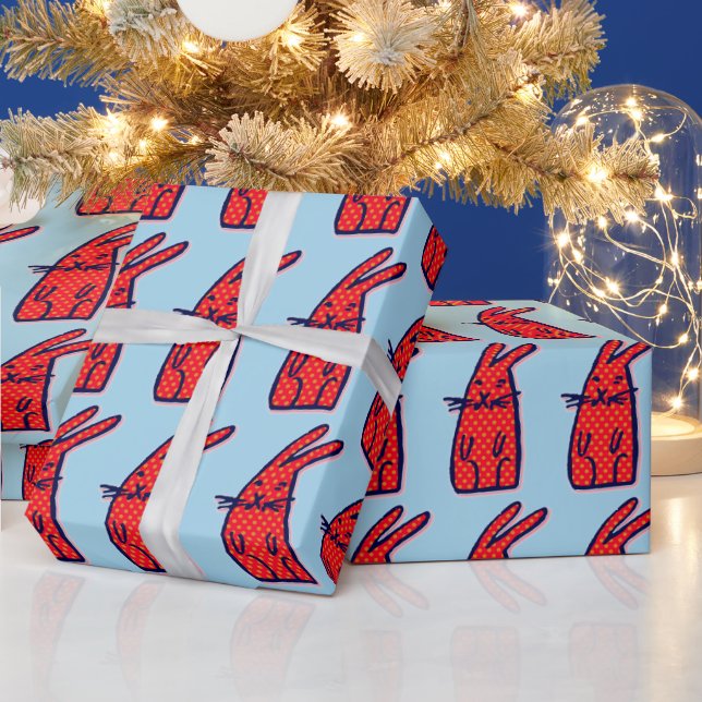 BUNNY RABBIT CHRISTMAS OR BIRTHDAY WRAPPING PAPER (Holidays)