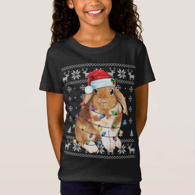 Bunny Rabbit Christmas Ugly Sweater Funny Xmas Tre (Front)