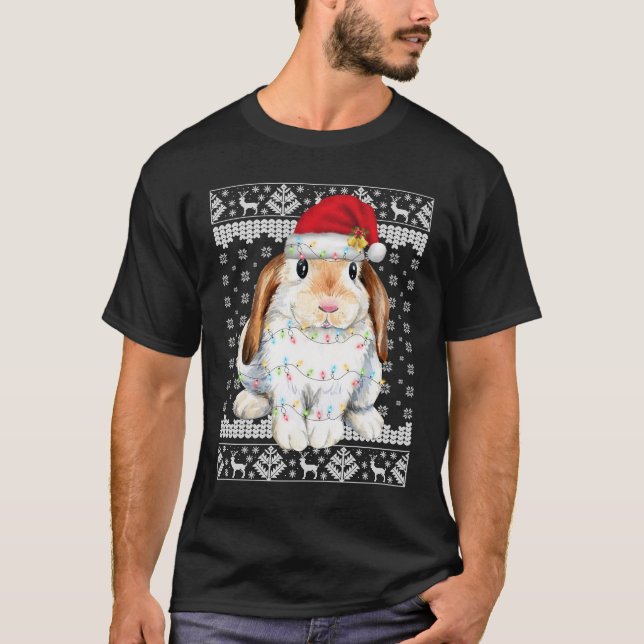 Bunny Rabbit Christmas Ugly Sweater Funny Xmas Tre (Front)