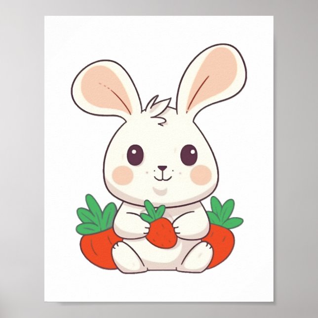 Bunny Rabbit Cute Animals For Kids Easter Bunny Poster (Front)