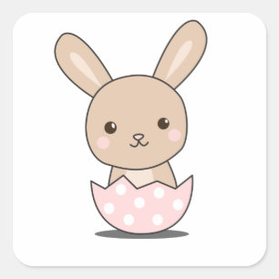 Bunny Rabbit Cute Animals For Kids Easter Bunny Square Sticker