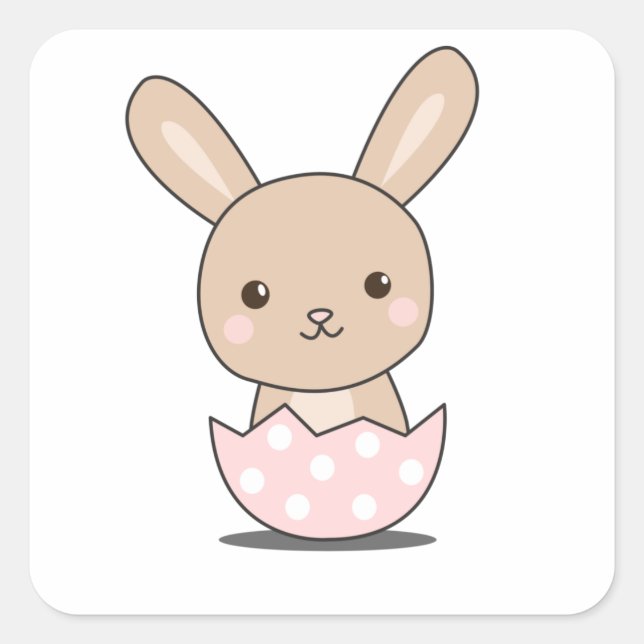 Bunny Rabbit Cute Animals For Kids Easter Bunny Square Sticker (Front)