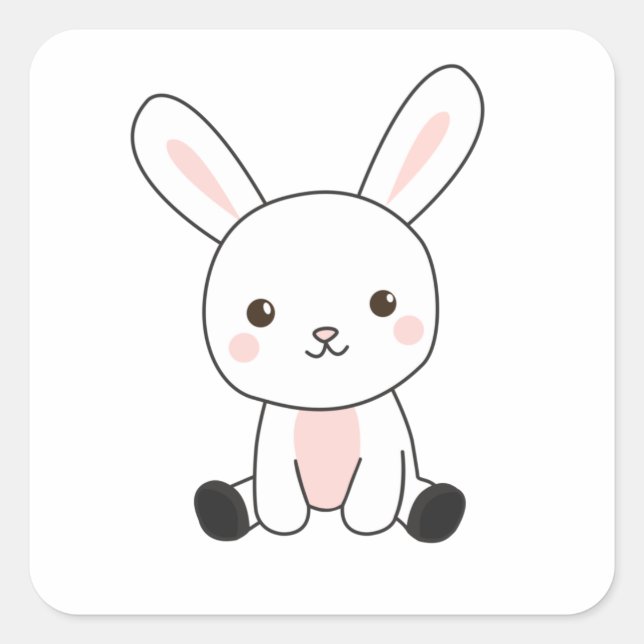 Bunny Rabbit Cute Animals For Kids Easter Bunny Square Sticker (Front)