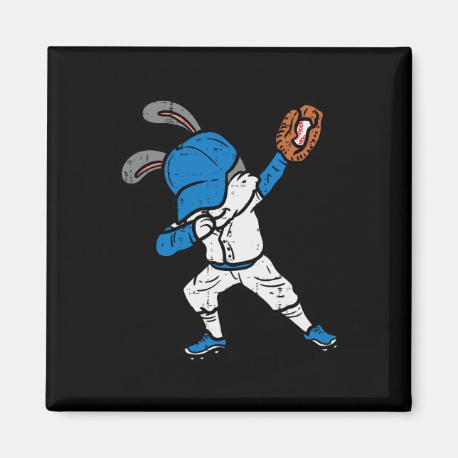 Bunny Rabbit Dab Baseball Easter Sport Pitcher Boy Magnet (Front)