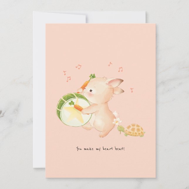 Bunny Rabbit Drummer Music Parade Thank You Card (Front)
