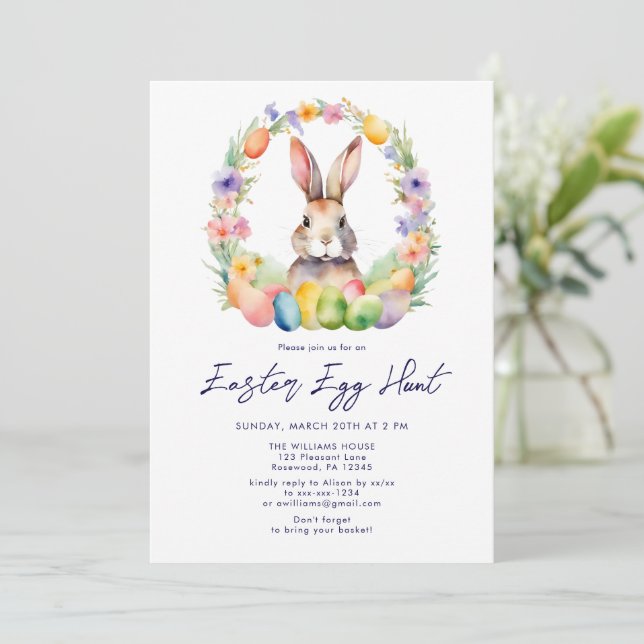 Bunny Rabbit Easter Egg Hunt  Invitation (Standing Front)