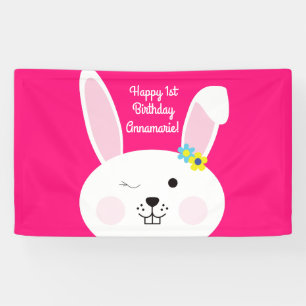 Bunny Rabbit Easter Spring Birthday Party Banner