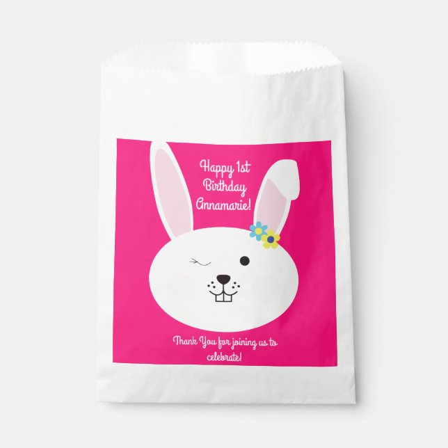 Bunny Rabbit Easter Spring Birthday Party Favour Bags (Front)