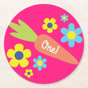 Bunny Rabbit Easter Spring Birthday Party Round Paper Coaster