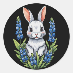 Bunny Rabbit Easter Texas Bluebonnet               Classic Round Sticker