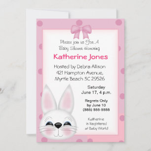 Bunny Rabbit  Face Baby Shower Invitation